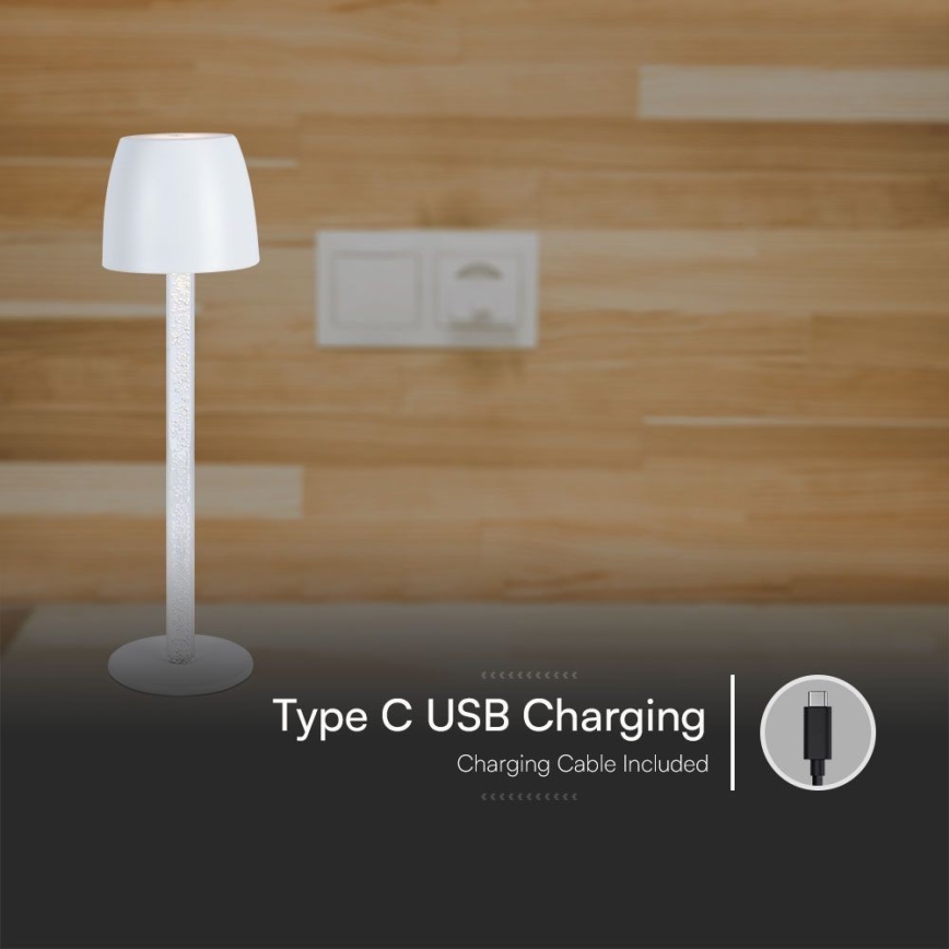 Lampă de birou LED încărcabilă cu touch, reglabilă, LED/3W/5V 3000K 1800 mAh, albă