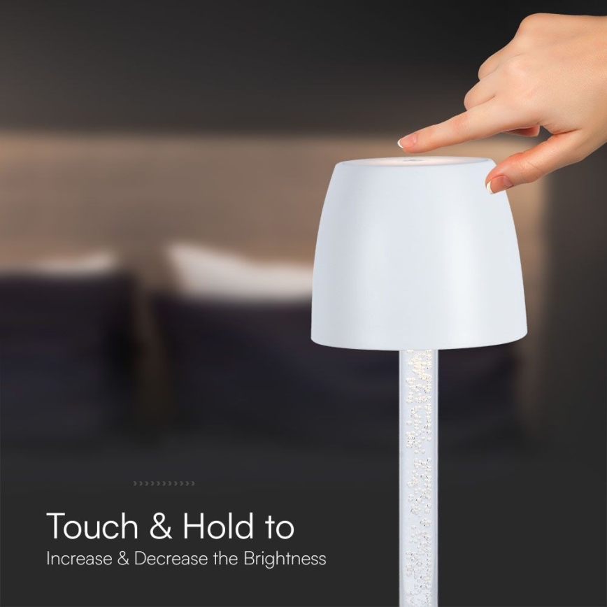 Lampă de birou LED încărcabilă cu touch, reglabilă, LED/3W/5V 3000K 1800 mAh, albă