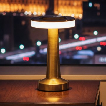 Lampă de birou LED LONDON, reglabilă și reîncărcabilă, LED 2W/5V, 2700K/4000K/6500K, 400 mAh, auriu