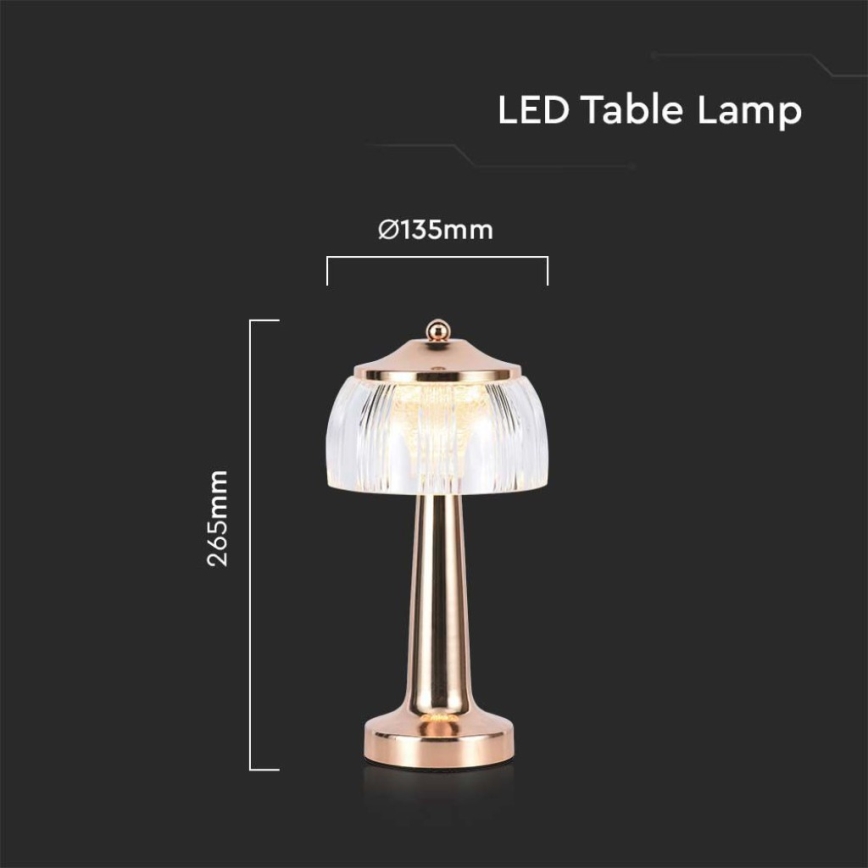 Lampă de birou LED cu touch, reîncărcabilă, reglabilă, LED/1W/5V, 3000-6000K, 1800 mAh, culoare rose gold