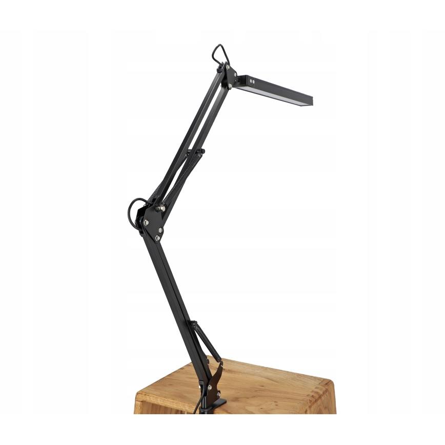 Lampă de birou LED flexibilă cu clemă, cu control tactil și reglare a intensității, 10W, 5 niveluri de luminozitate, 230V, 3000/4000/6000K, neagră