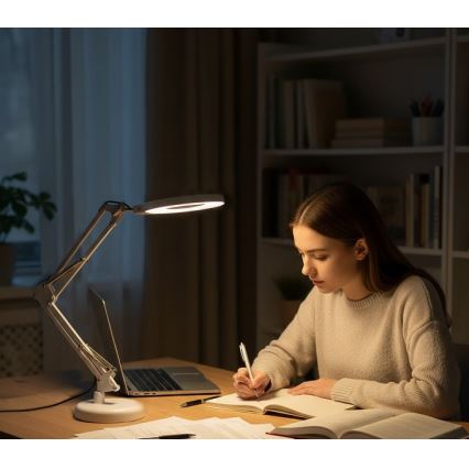 Lampă de birou LED reglabilă cu lupă 2 în 1 AURIQ LOUPE LED/10W/5V 3000/4000/6500K albă