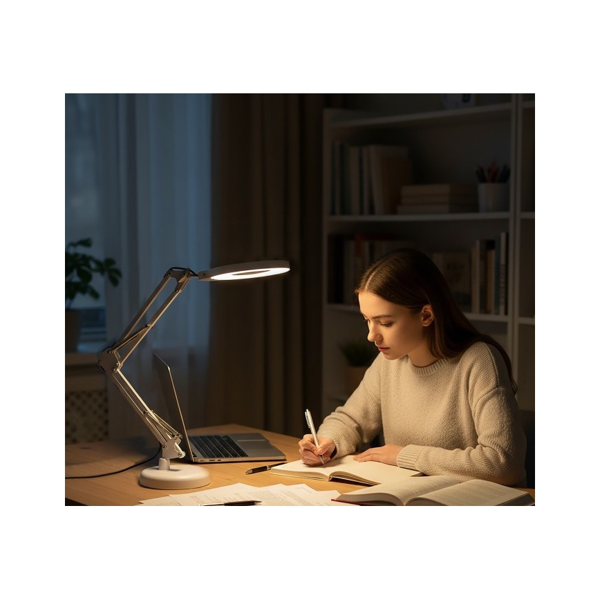 Lampă de birou LED reglabilă cu lupă 2 în 1 AURIQ LOUPE LED/10W/5V 3000/4000/6500K albă