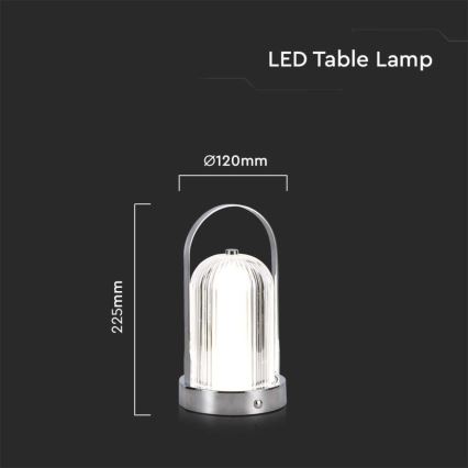 Lampă de birou LED reîncărcabilă cu touch, reglabilă, LED/1W/5V, 3000-6000K, 1800 mAh, crom mat