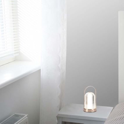 Lampă de birou LED reîncărcabilă cu touch, reglabilă, LED/1W/5V, 3000-6000K, 1800 mAh, cupru