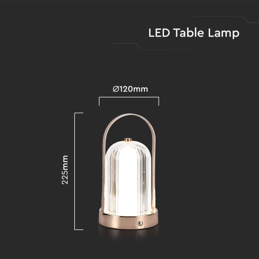 Lampă de birou LED reîncărcabilă cu touch, reglabilă, LED/1W/5V, 3000-6000K, 1800 mAh, cupru