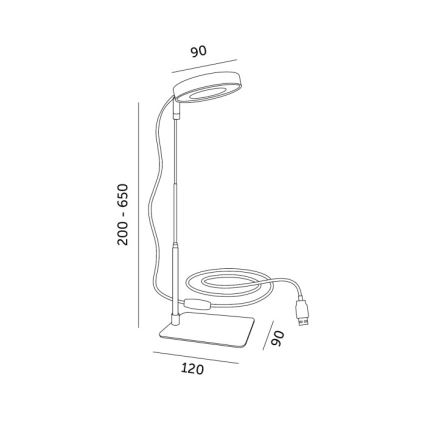 VERDI Lampă de masă LED reglabilă pentru cultivarea plantelor LED/5W/5V 1300K CRI 95, negru