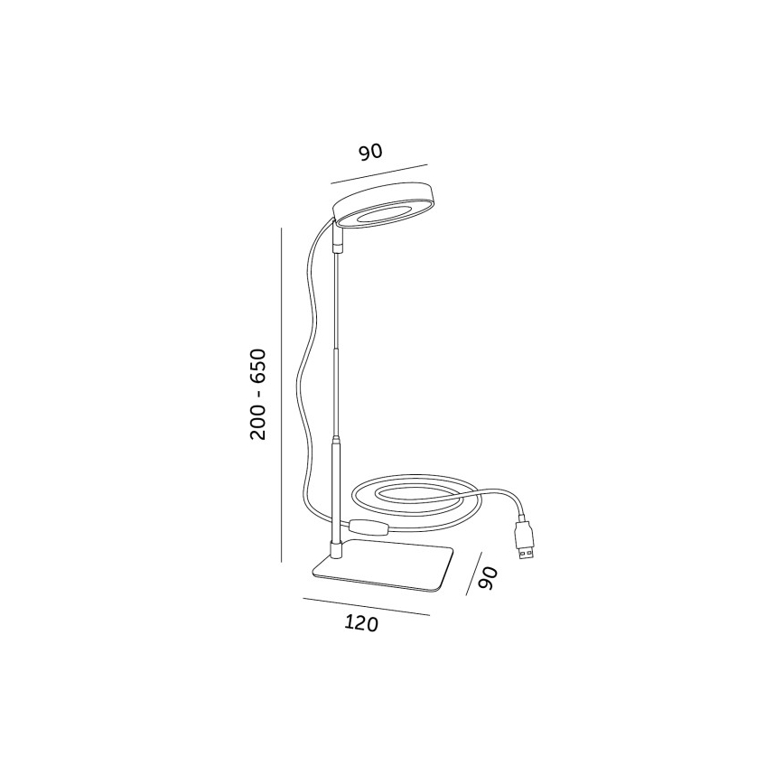 VERDI Lampă de masă LED reglabilă pentru cultivarea plantelor LED/5W/5V 1300K CRI 95, negru