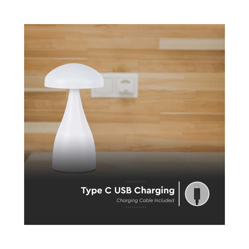 Lampă de birou LED cu touch, reîncărcabilă, reglabilă, LED/1W/5V, 3000-6000K, 1800 mAh, albă