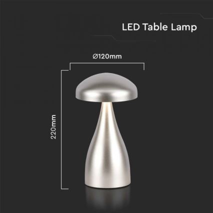 Lampă de birou LED cu touch, reîncărcabilă, reglabilă, LED/1W/5V 3000-6000K 1800 mAh, argintie