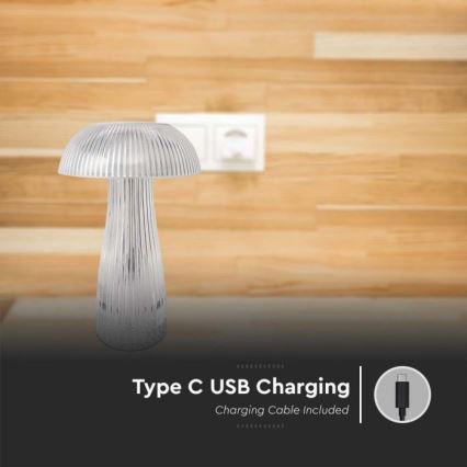 Lampă de birou LED cu touch, reîncărcabilă, reglabilă, LED/1W/5V, 3000-6000K, 1800 mAh, transparentă