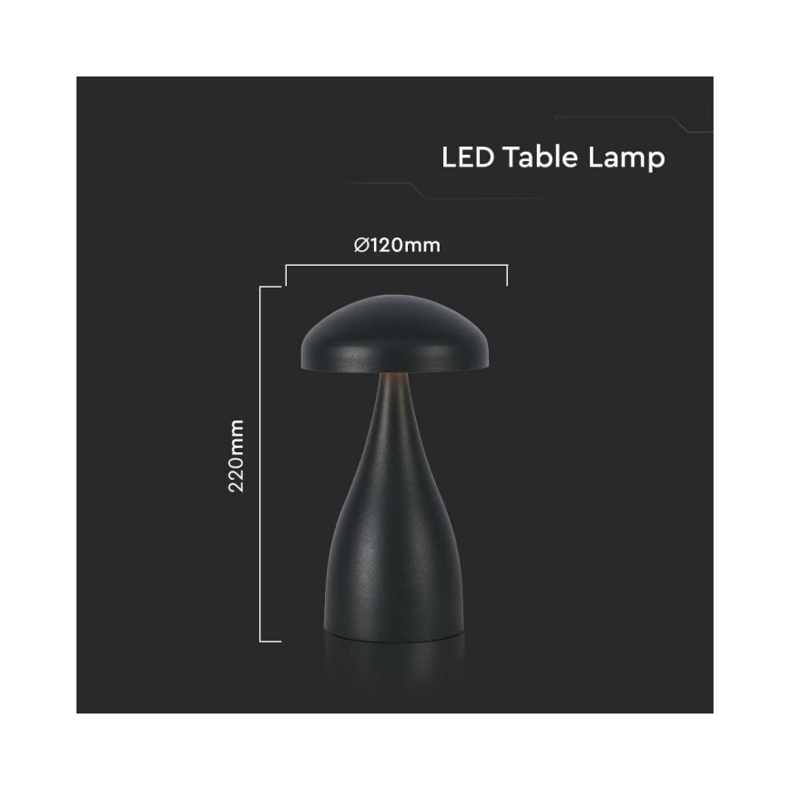 Lampă de birou LED reîncărcabilă cu touch, reglabilă, LED/1W/5V, 3000-6000K, 1800 mAh, neagră