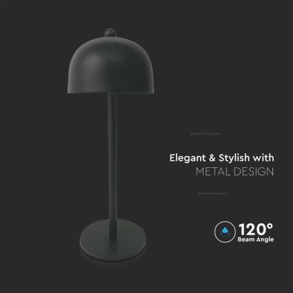 Lampă de birou LED reîncărcabilă cu touch, reglabilă, LED/1W/5V, 3000-6000K, 1800 mAh, neagră