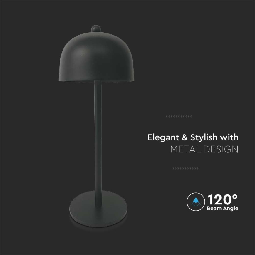 Lampă de birou LED reîncărcabilă cu touch, reglabilă, LED/1W/5V, 3000-6000K, 1800 mAh, neagră