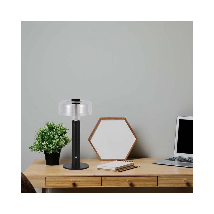 Lampă de birou LED reîncărcabilă cu touch, reglabilă, LED/1W/5V 3000K 1800 mAh, neagră
