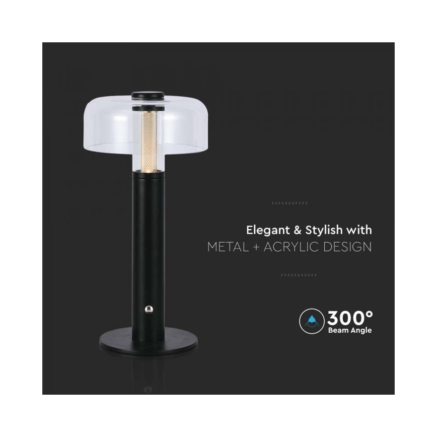 Lampă de birou LED reîncărcabilă cu touch, reglabilă, LED/1W/5V 3000K 1800 mAh, neagră