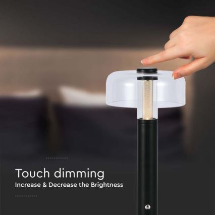 Lampă de birou LED reîncărcabilă cu touch, reglabilă, LED/1W/5V 3000K 1800 mAh, neagră