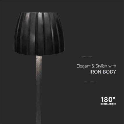 Lampă de birou LED încărcabilă cu touch, reglabilă, LED/2,7W/5V, temperaturi de culoare 3000/4000/6000K, baterie 1800 mAh, neagră