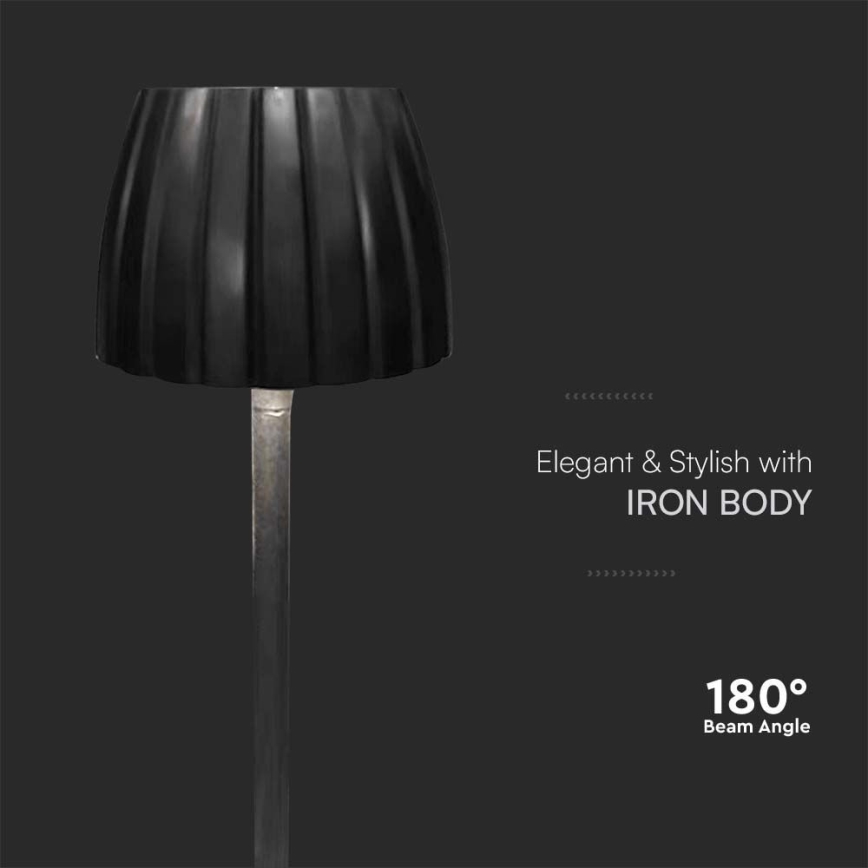 Lampă de birou LED încărcabilă cu touch, reglabilă, LED/2,7W/5V, temperaturi de culoare 3000/4000/6000K, baterie 1800 mAh, neagră