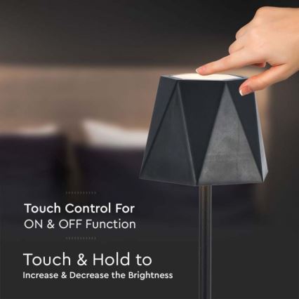 Lampă de birou LED reîncărcabilă cu touch, reglabilă, LED/4W/5V, 3000-6000K, 1800 mAh, neagră