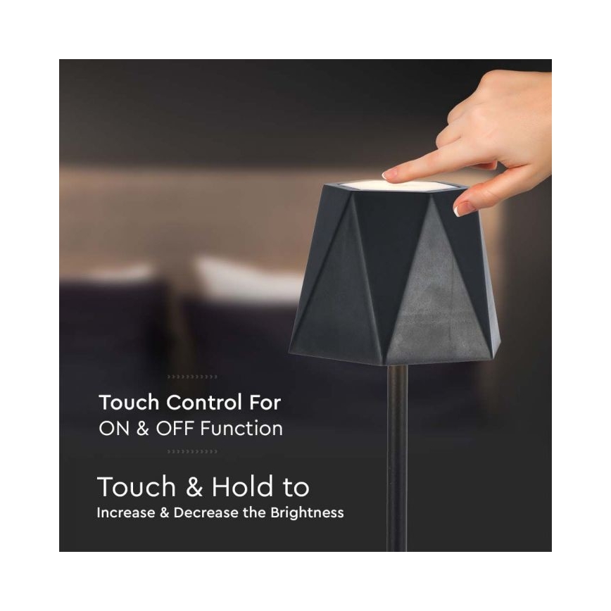 Lampă de birou LED reîncărcabilă cu touch, reglabilă, LED/4W/5V, 3000-6000K, 1800 mAh, neagră