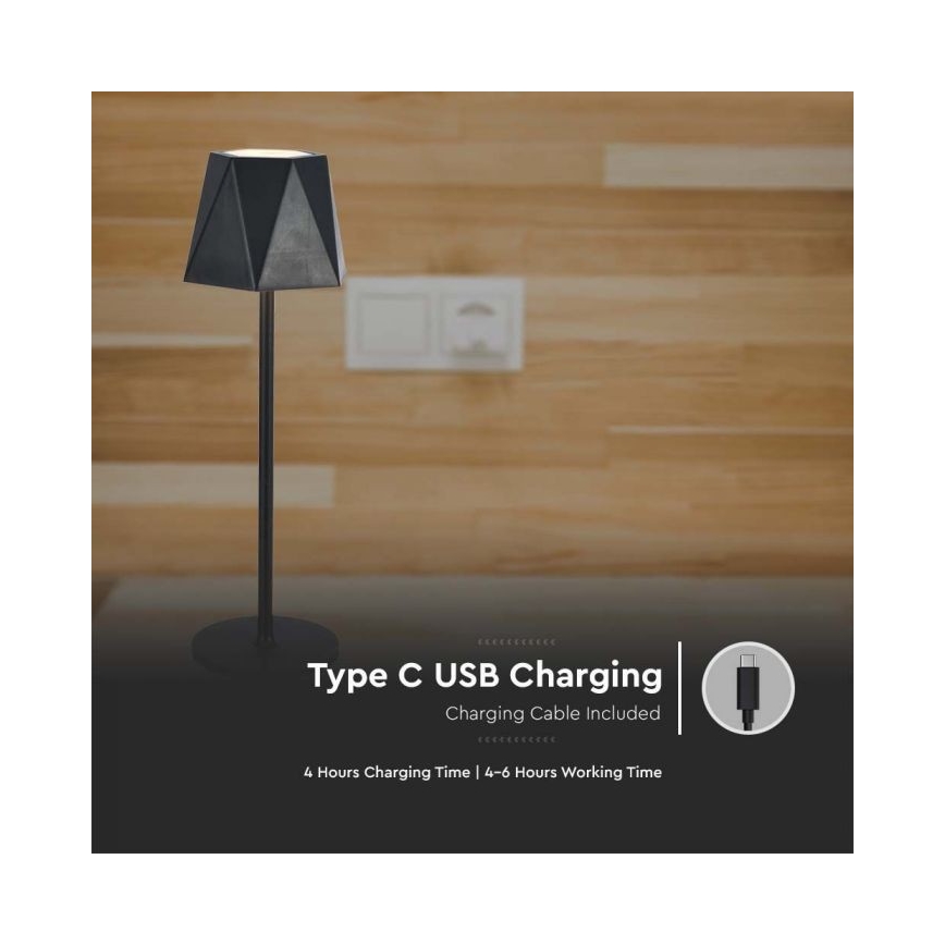 Lampă de birou LED reîncărcabilă cu touch, reglabilă, LED/4W/5V, 3000-6000K, 1800 mAh, neagră