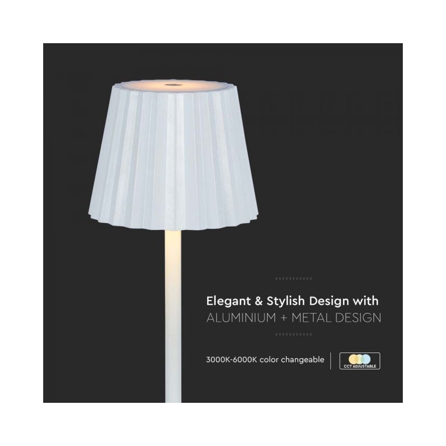 Lampă de birou LED cu touch, reîncărcabilă, reglabilă, LED/4W/5V, 3000-6000K, 1800 mAh, albă