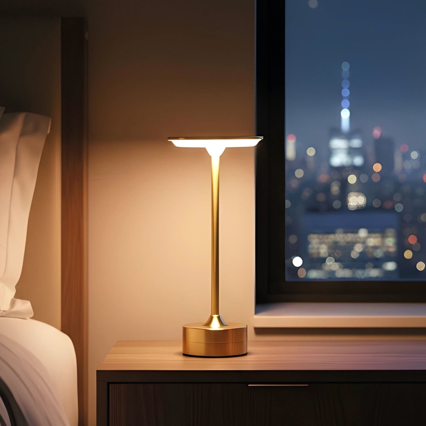 Lampă de birou LED reîncărcabilă, dimmabilă NEW YORK LED/1,8W/5V 2700K/4000K/6500K 1200 mAh aurie