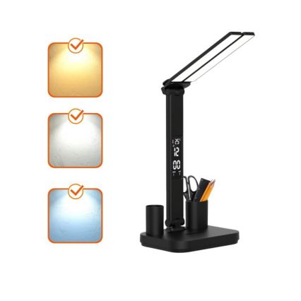Lampă de birou LED reîncărcabilă, reglabilă, NOBLITE P, 5W/5V, 3000/4000/6000K, 2200 mAh, neagră