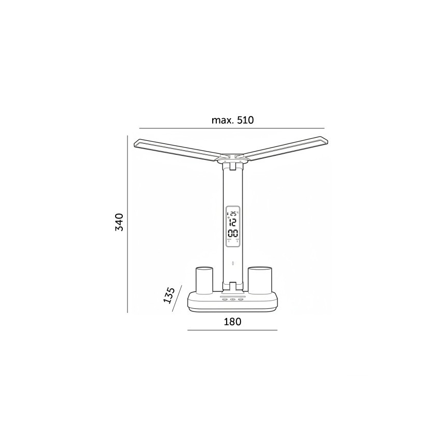 Lampă de birou LED reîncărcabilă, reglabilă, NOBLITE P, 5W/5V, 3000/4000/6000K, 2200 mAh, neagră