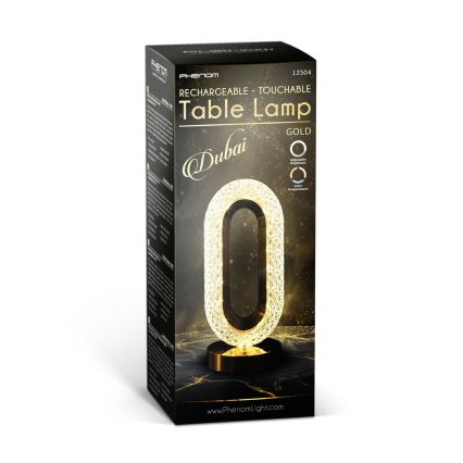 LED lampă de birou reîncărcabilă, cu intensitate reglabilă DUBAI LED/2W/5V 2700K/4000K/6500K 400 mAh aurie
