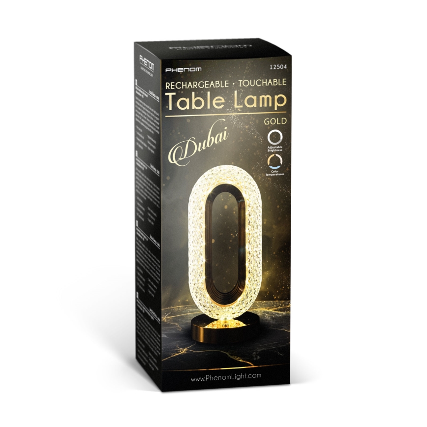 LED lampă de birou reîncărcabilă, cu intensitate reglabilă DUBAI LED/2W/5V 2700K/4000K/6500K 400 mAh aurie
