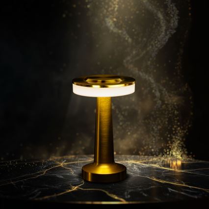 Lampă de birou LED LONDON, reglabilă și reîncărcabilă, LED 2W/5V, 2700K/4000K/6500K, 400 mAh, auriu