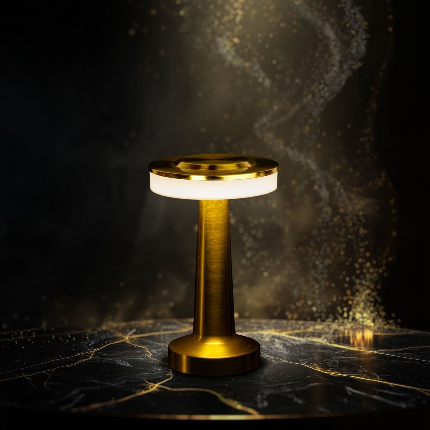 Lampă de birou LED LONDON, reglabilă și reîncărcabilă, LED 2W/5V, 2700K/4000K/6500K, 400 mAh, auriu