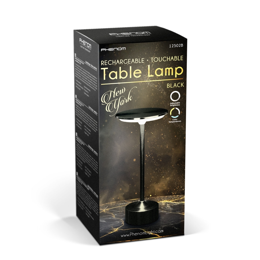 Lampă de birou LED reîncărcabilă, reglabilă NEW YORK LED/1,8W/5V 2700K/4000K/6500K 1200 mAh negru