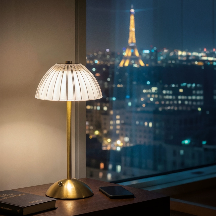 Lampă de birou reîncărcabilă și reglabilă PARIS LED/2W/5V 2700K/4000K/6500K 800 mAh aurie