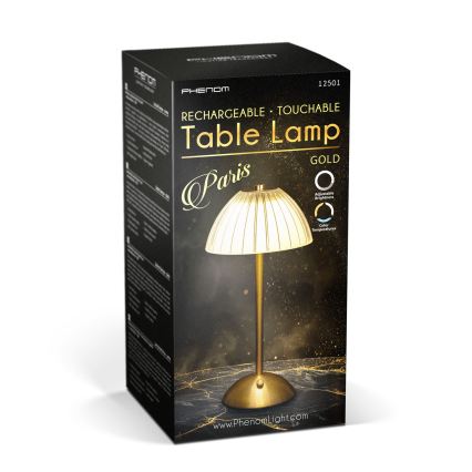 Lampă de birou reîncărcabilă și reglabilă PARIS LED/2W/5V 2700K/4000K/6500K 800 mAh aurie