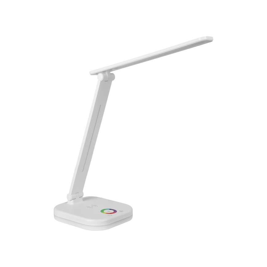 Lampă de birou LED RGBW dimabilă, cu încărcare wireless, LED/7W/5V USB, alb