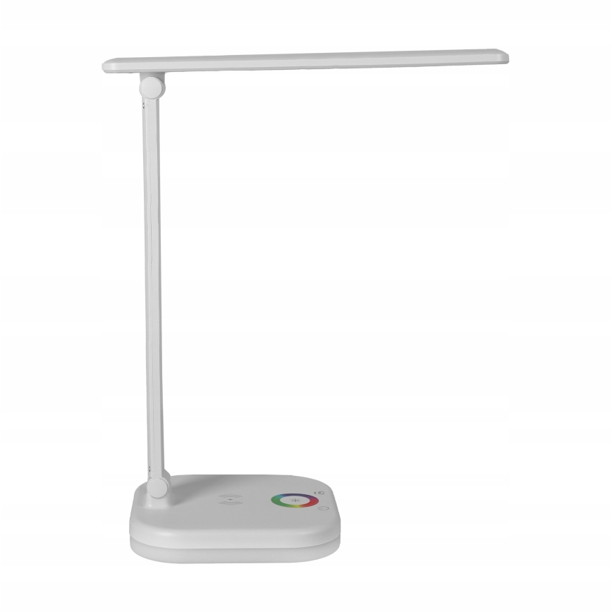 Lampă de birou LED RGBW dimabilă, cu încărcare wireless, LED/7W/5V USB, alb