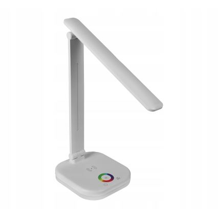 Lampă de birou LED RGBW dimabilă, cu încărcare wireless, LED/7W/5V USB, alb