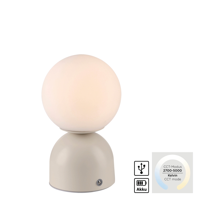 Schöner Wohnen 19218-39 - Lampă de masă LED RUDI, tactilă, reglabilă și încărcabilă, LED/1,2W/5V 3000-6000K 1200 mAh gri