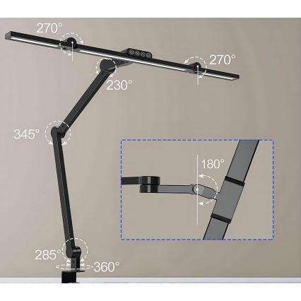 Lampă de birou flexibilă cu LED reglabilă prin atingere LED/24W/230V 3000-6500K CRI 92 negru