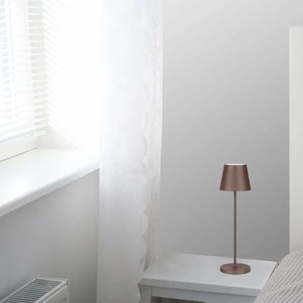 Lampă de birou LED reîncărcabilă cu touch, reglabilă, LED/2W/5V, 4400 mAh, 3000K, IP54, maro