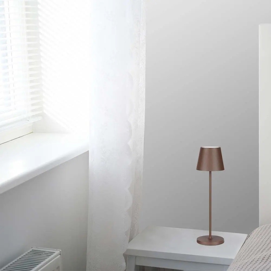 Lampă de birou LED reîncărcabilă cu touch, reglabilă, LED/2W/5V, 4400 mAh, 3000K, IP54, maro