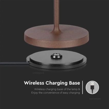 Lampă de birou LED reîncărcabilă cu touch, reglabilă, LED/2W/5V, 4400 mAh, 3000K, IP54, maro