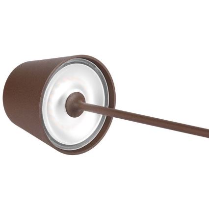 Lampă de birou LED reîncărcabilă cu touch, reglabilă, LED/2W/5V, 4400 mAh, 3000K, IP54, maro