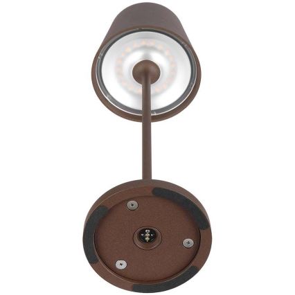 Lampă de birou LED reîncărcabilă cu touch, reglabilă, LED/2W/5V, 4400 mAh, 3000K, IP54, maro