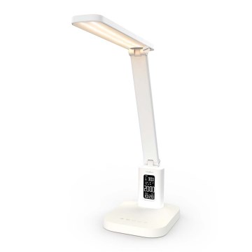 Lampă de birou LED tactilă, reîncărcabilă, reglabilă, cu afișaj, 7,5 W, baterie 1200 mAh, 3000/4000/5700 K, CRI 90, alb