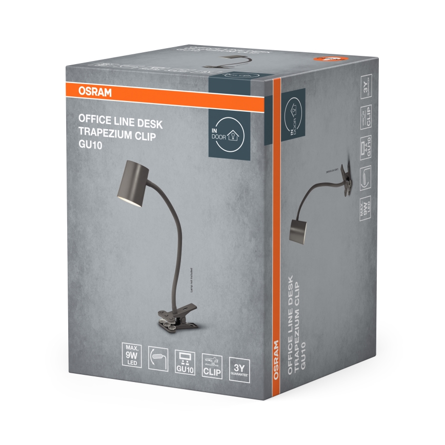 Lampă de birou Osram DESK LINE cu clemă 1xGU10/9W/230V gri
