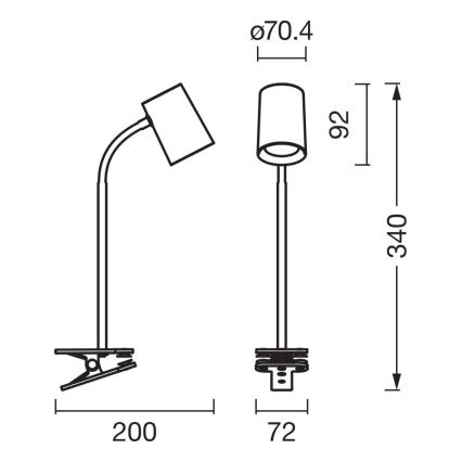 Lampă de birou Osram DESK LINE cu clemă 1xGU10/9W/230V gri